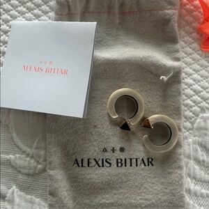 Alexis Bittar Cream and Gold Hoop Earrings